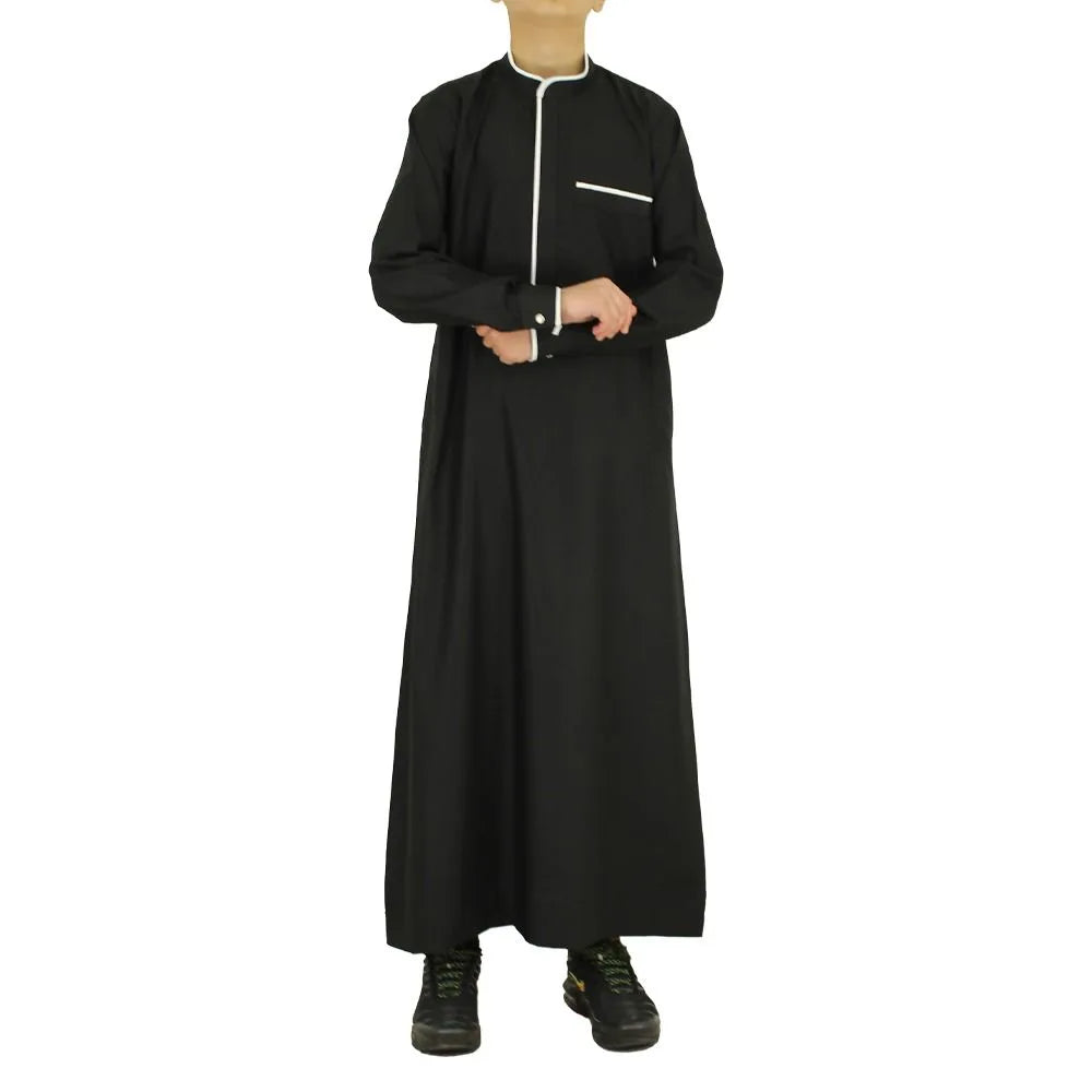 Boys Collar Piping Thobe – Elegant & Comfortable
