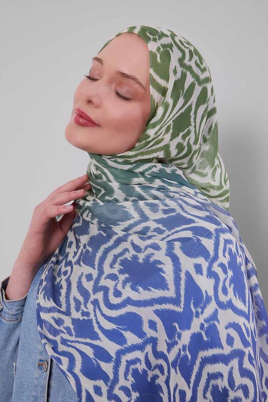 Ikat Mirage Ombré Modal Hijab Lite – Soft Lightweight Scarf