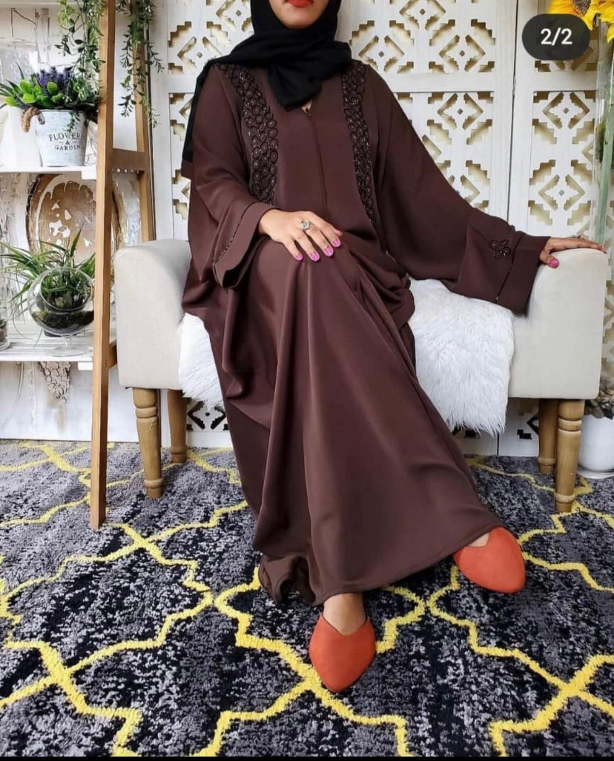 Embroidered Brown Abaya
