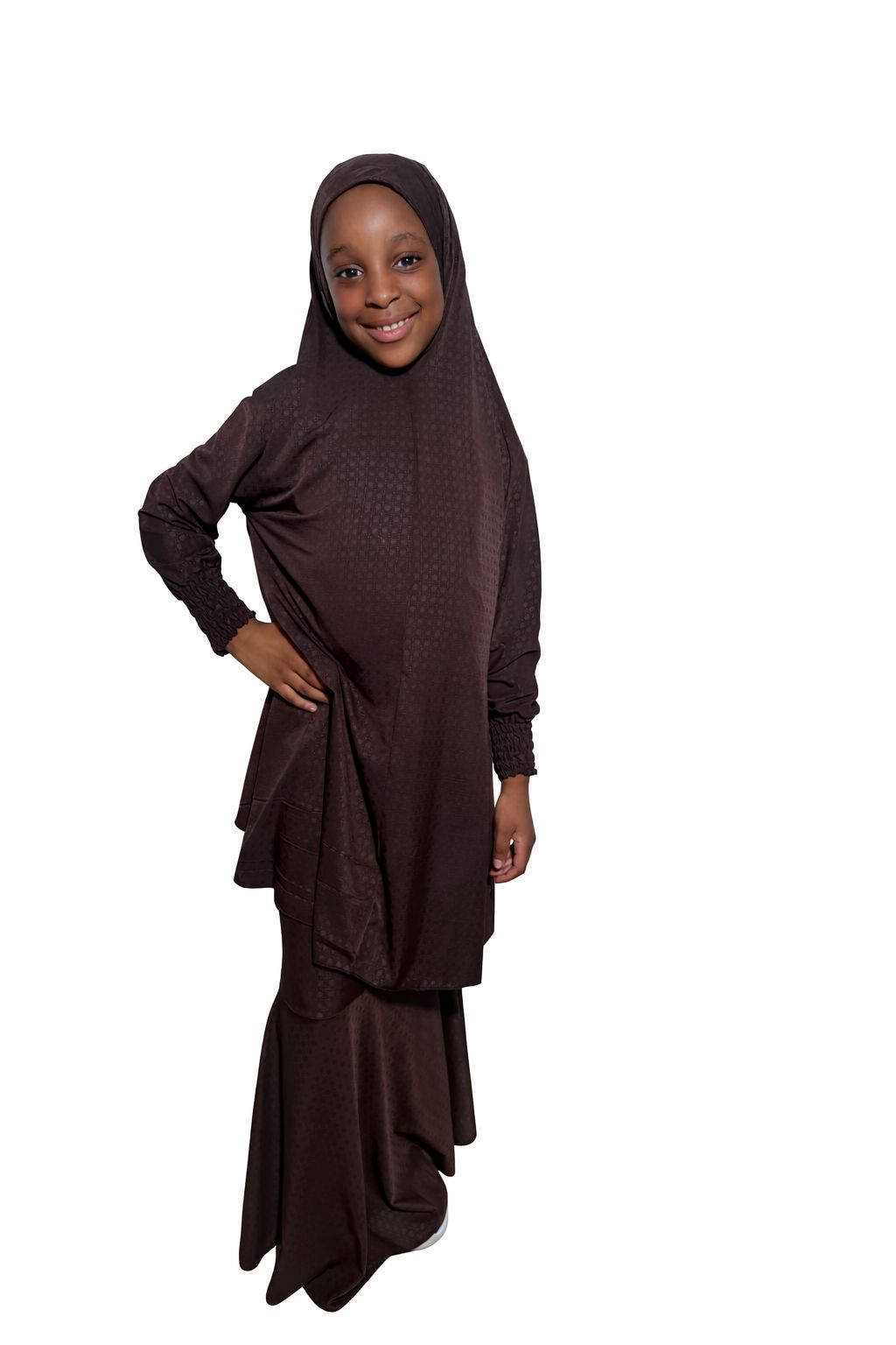 Sabina kids Jilbab set-Dark chocolate
