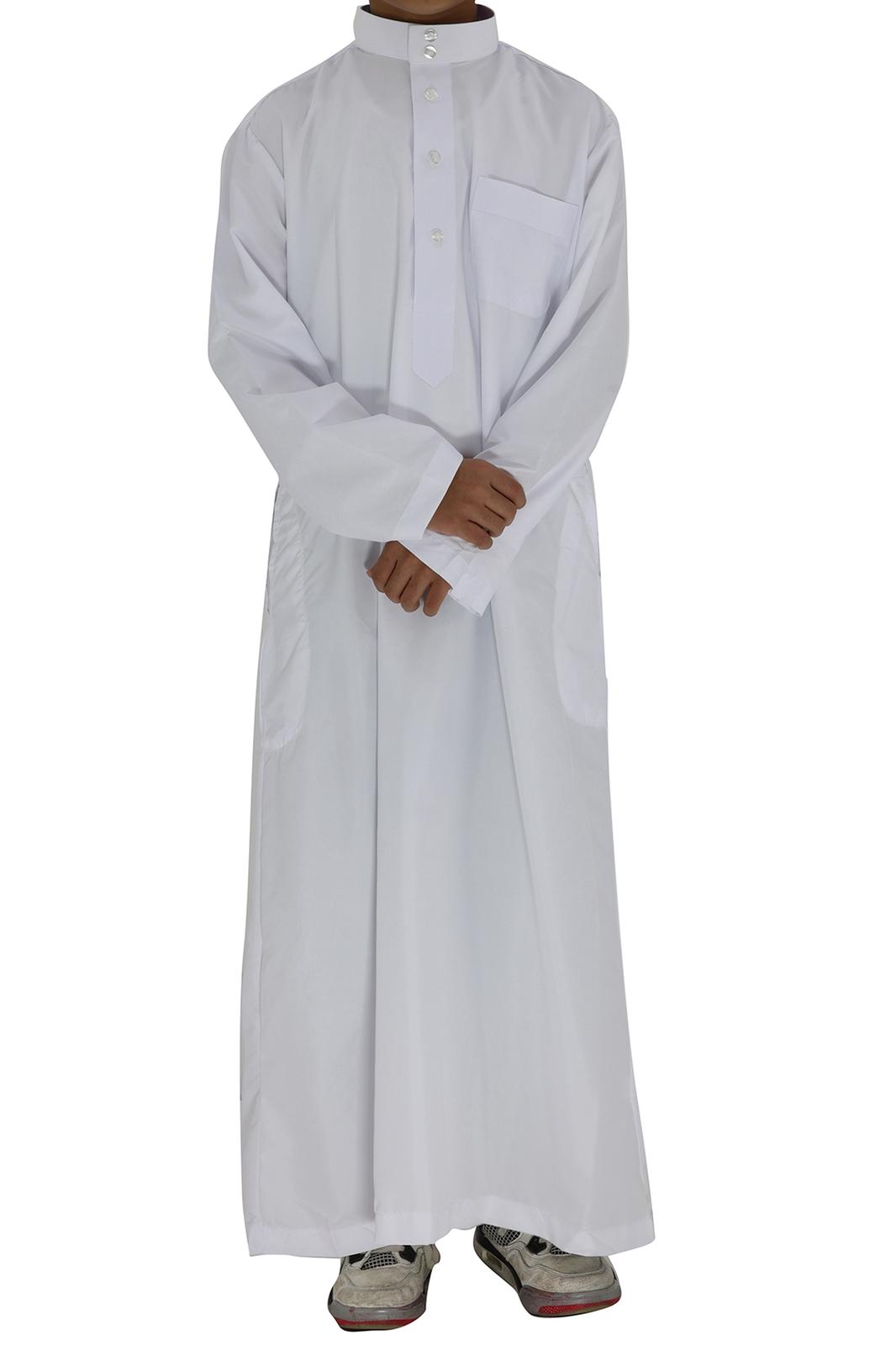 Boys White Collar Thobe – Classic Modest Islamic Wear