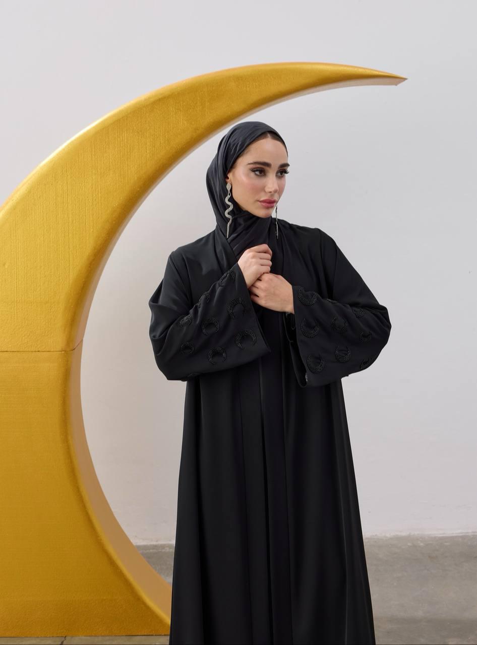 Beaded Crescent Sleeve Detail Abaya