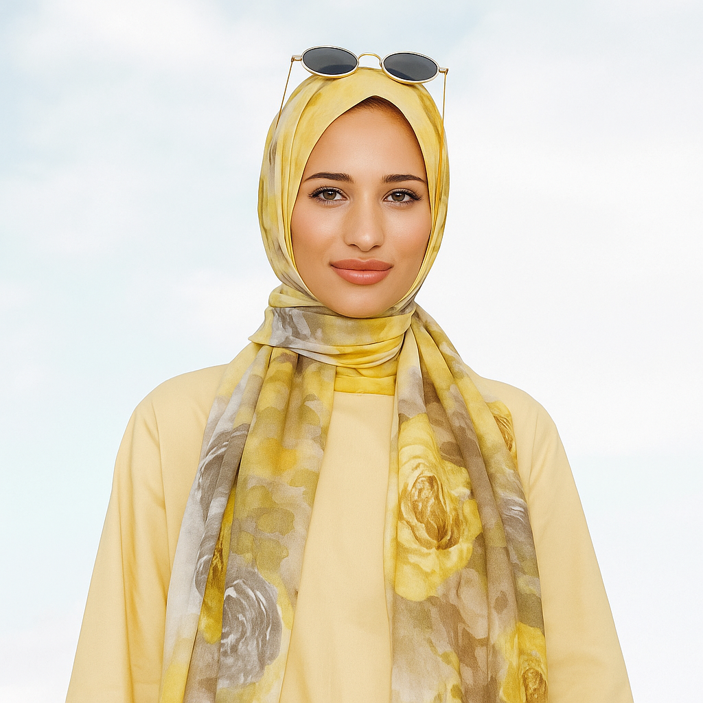 Rose Printed Organic Ramie Hijab