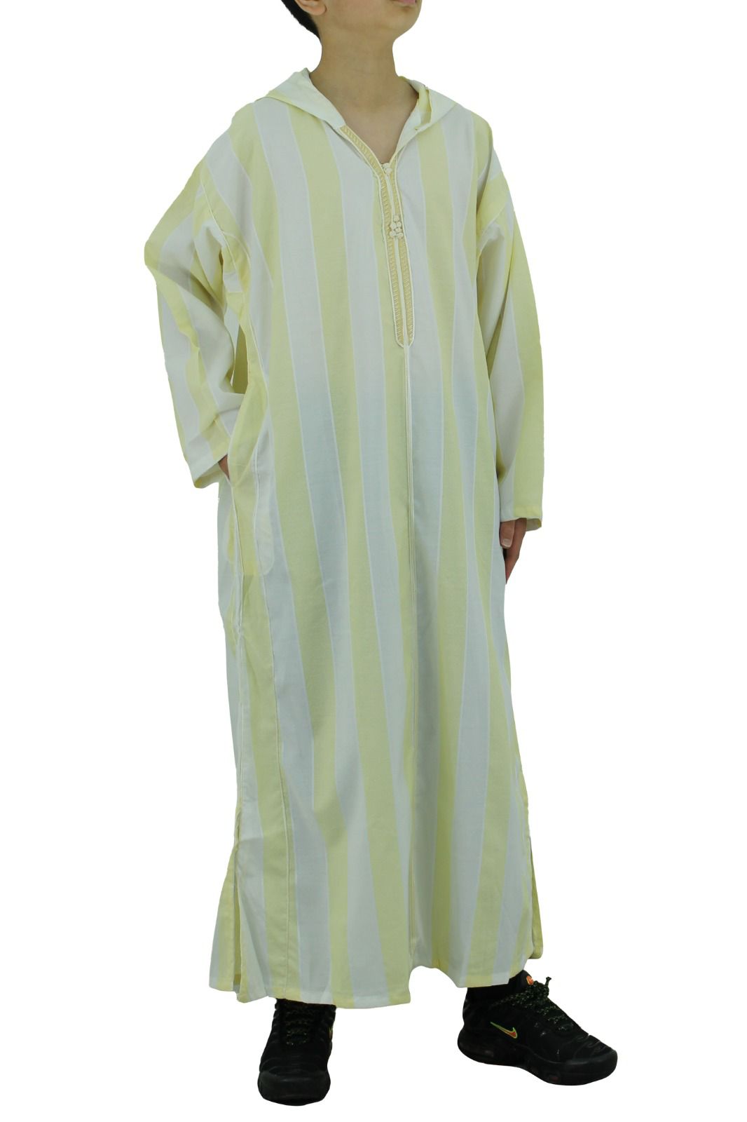 Boys Hooded Striped Moroccan Abaya – Traditional & Stylish