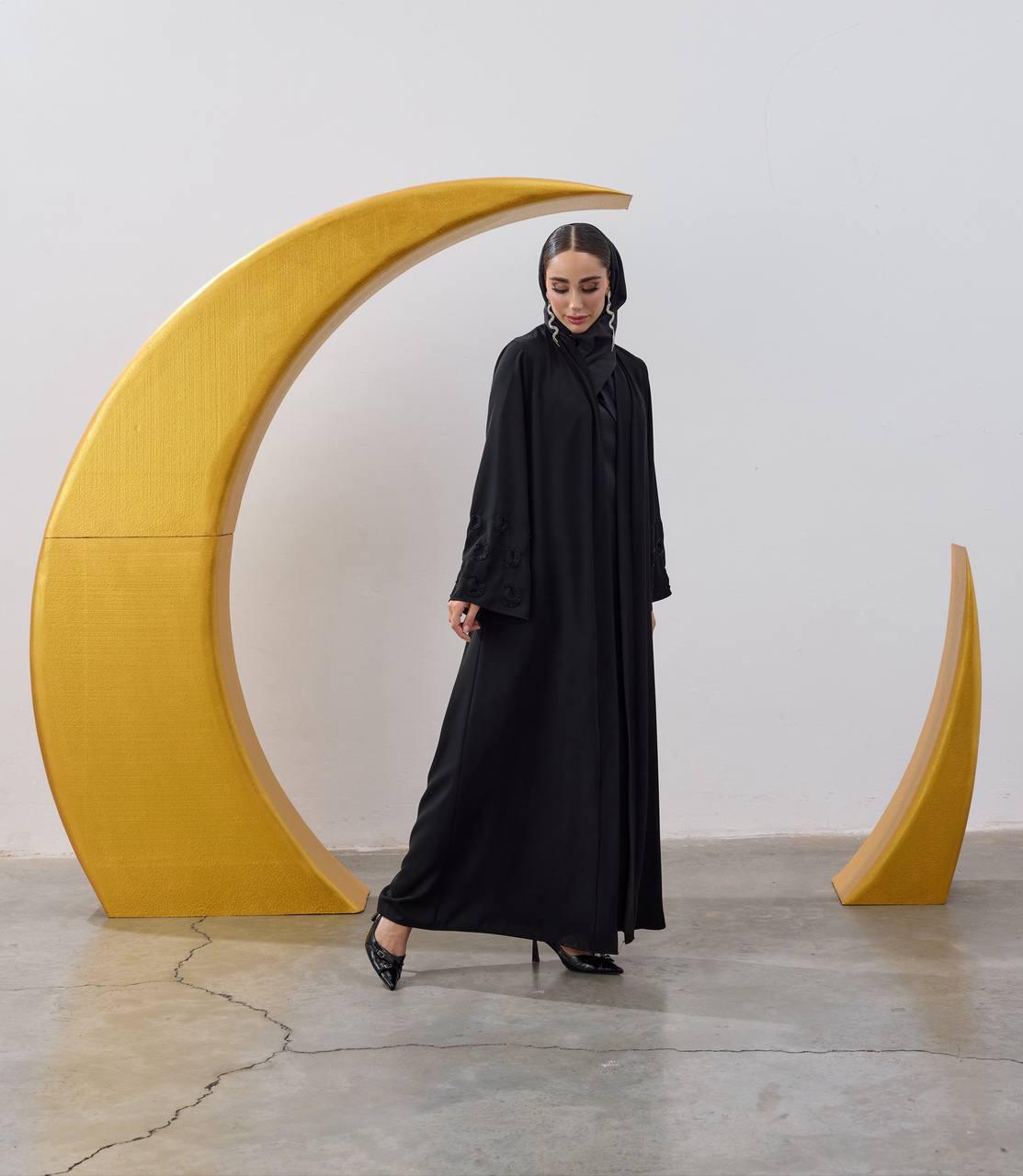 Beaded Crescent Sleeve Detail Abaya