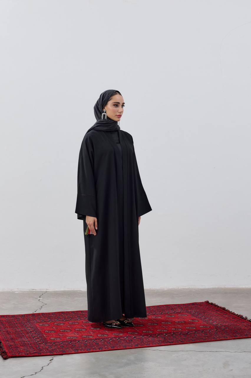 Elegant Black Abaya with Bow Detail