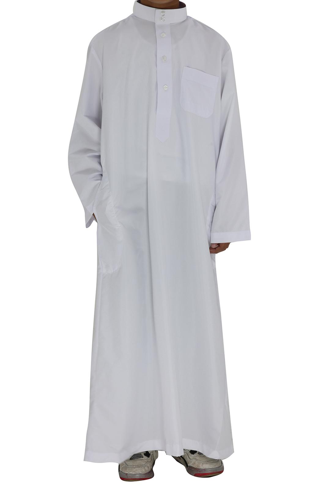 Boys White Collar Thobe – Classic Modest Islamic Wear