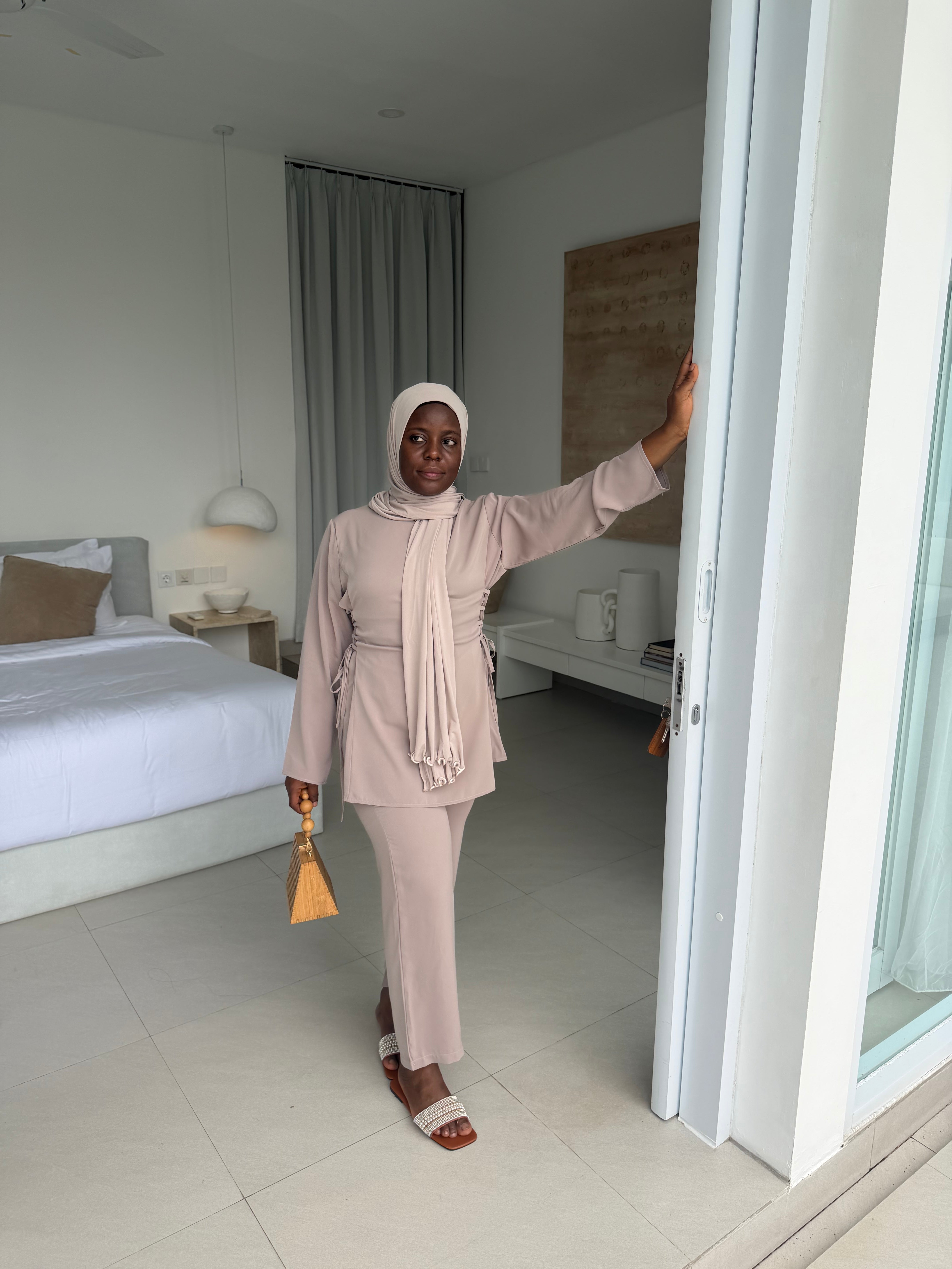 The Zahra Lace-Up Nida Pants Set