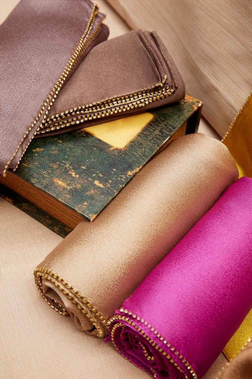 Gold Crystal Hijab – Elegant Sparkle for Women