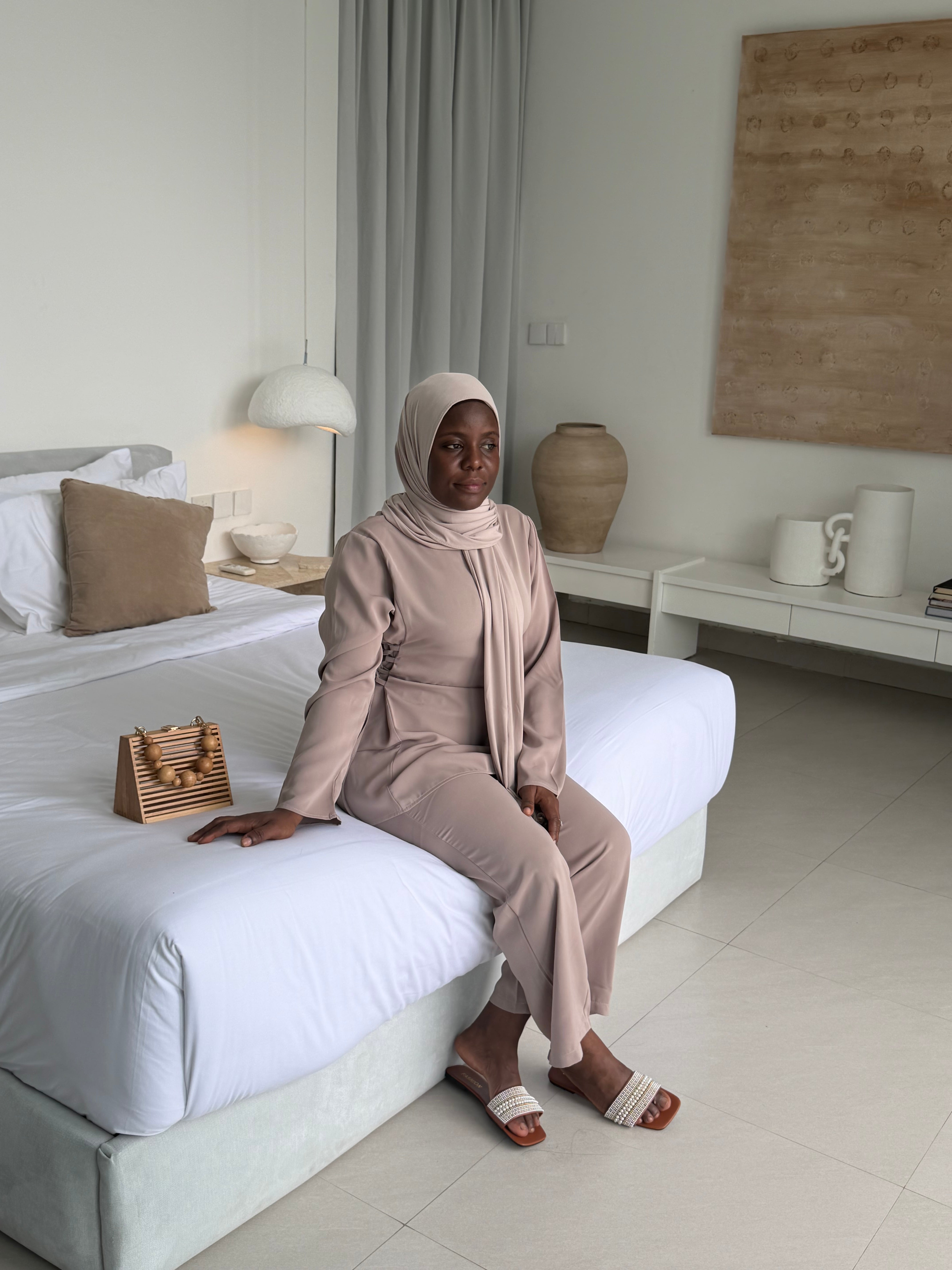The Zahra Lace-Up Nida Pants Set
