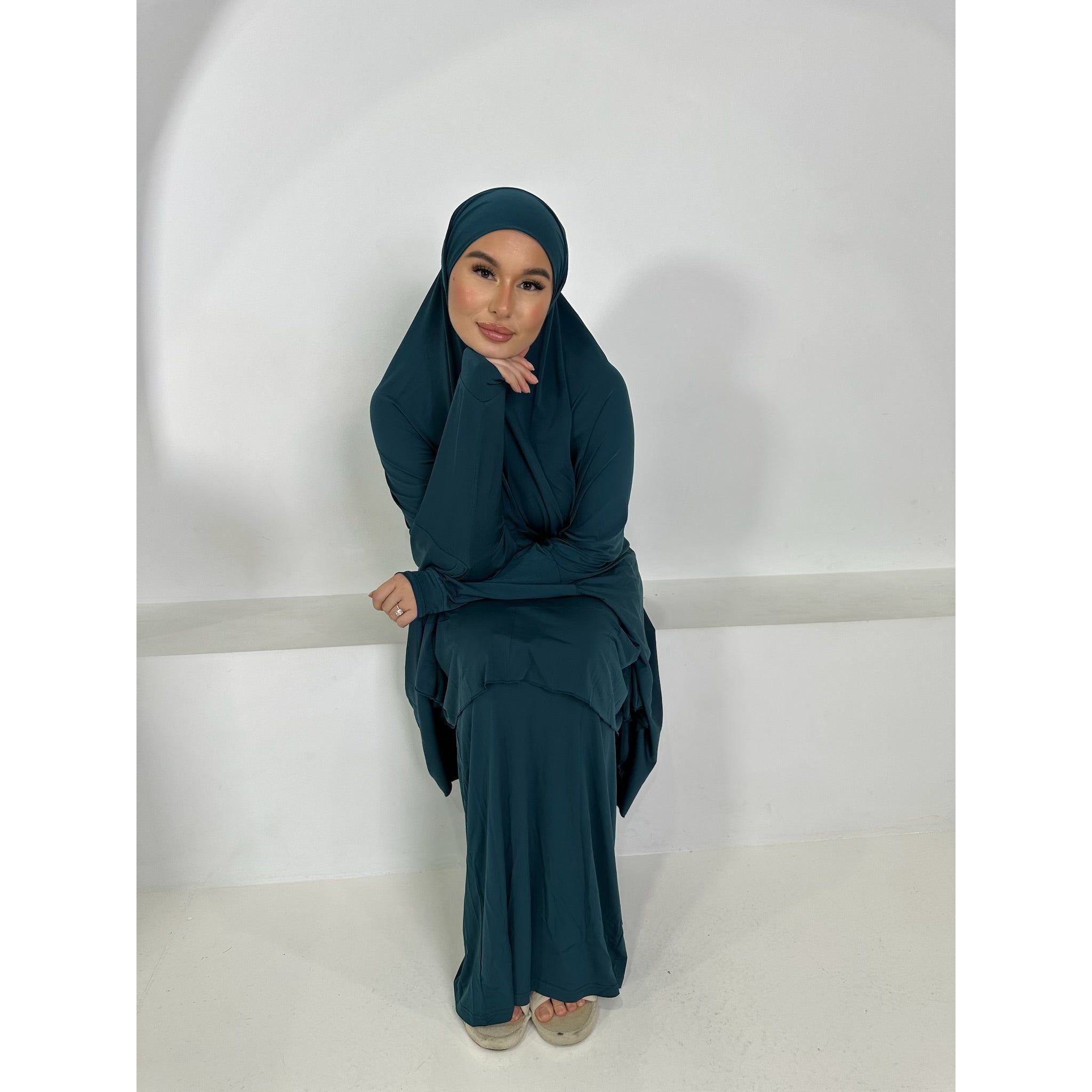 Tie up Fatima jilbab set in Teal