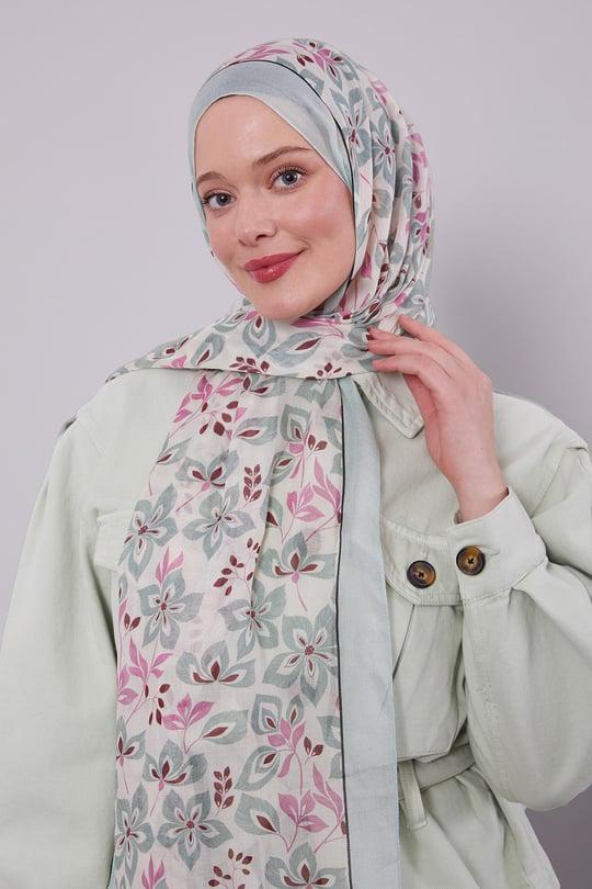 Organic Fleur-Print Remie Hijab – Soft Eco Cotton / Viscose Shawl