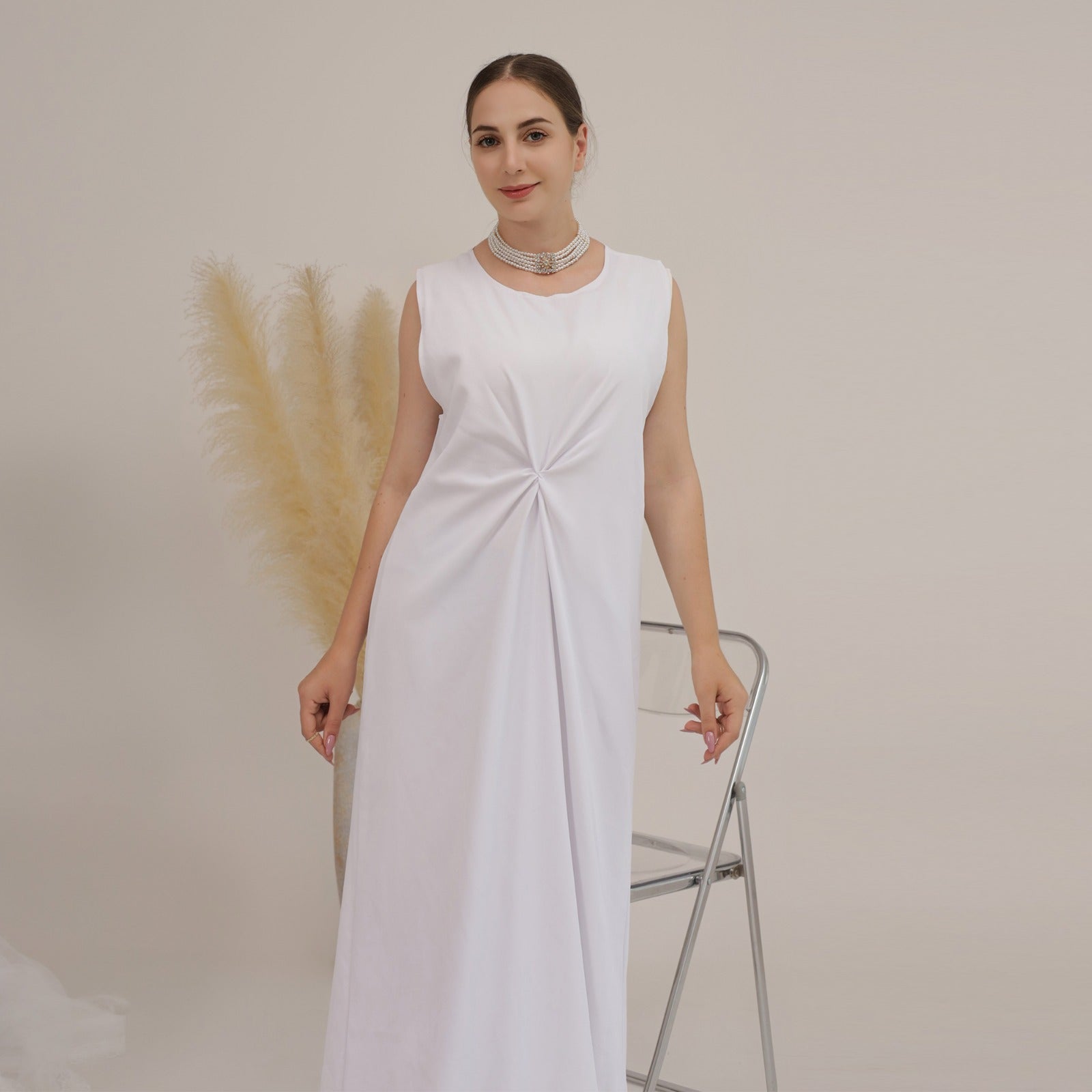 Sleeveless twist Nida slip dress