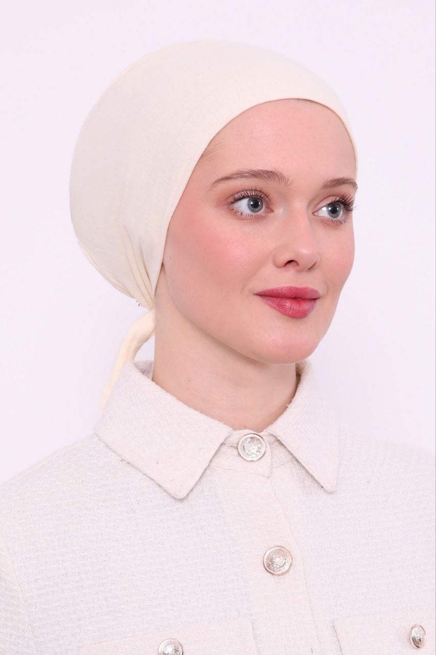 Cotton Tie-Back Hijab Under cap