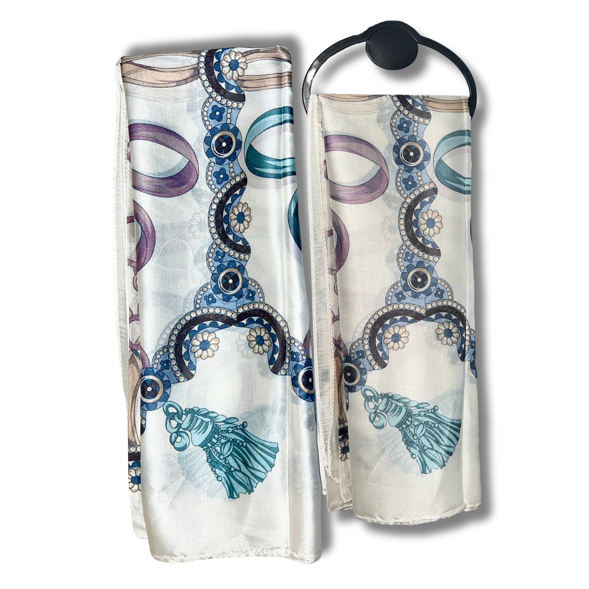 Equestrian Chain Print Silk Hijab - Classic Style