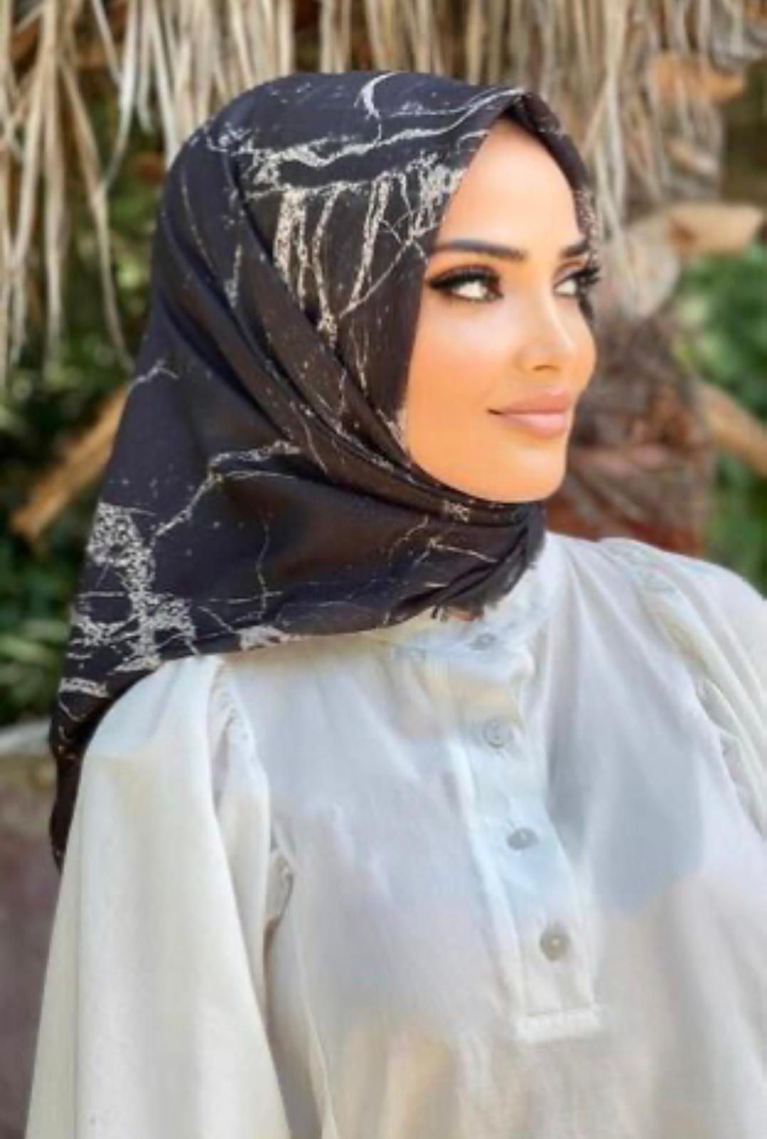 Leopard Print Cotton Square Hijab – Neutral Everyday Chic