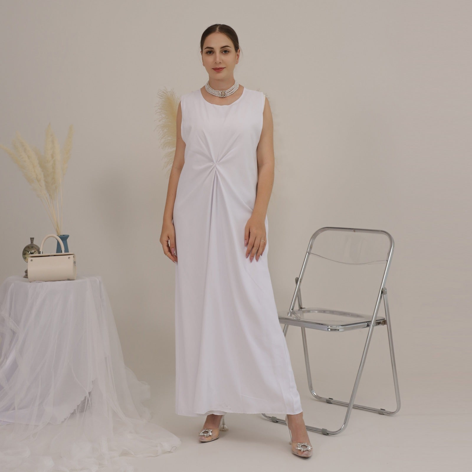 Sleeveless twist Nida slip dress