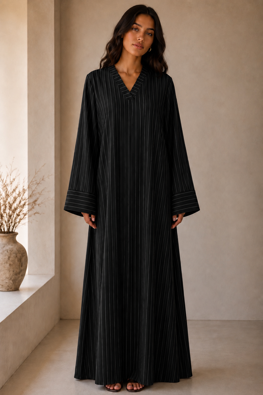 Elegant Pinstripe Abaya