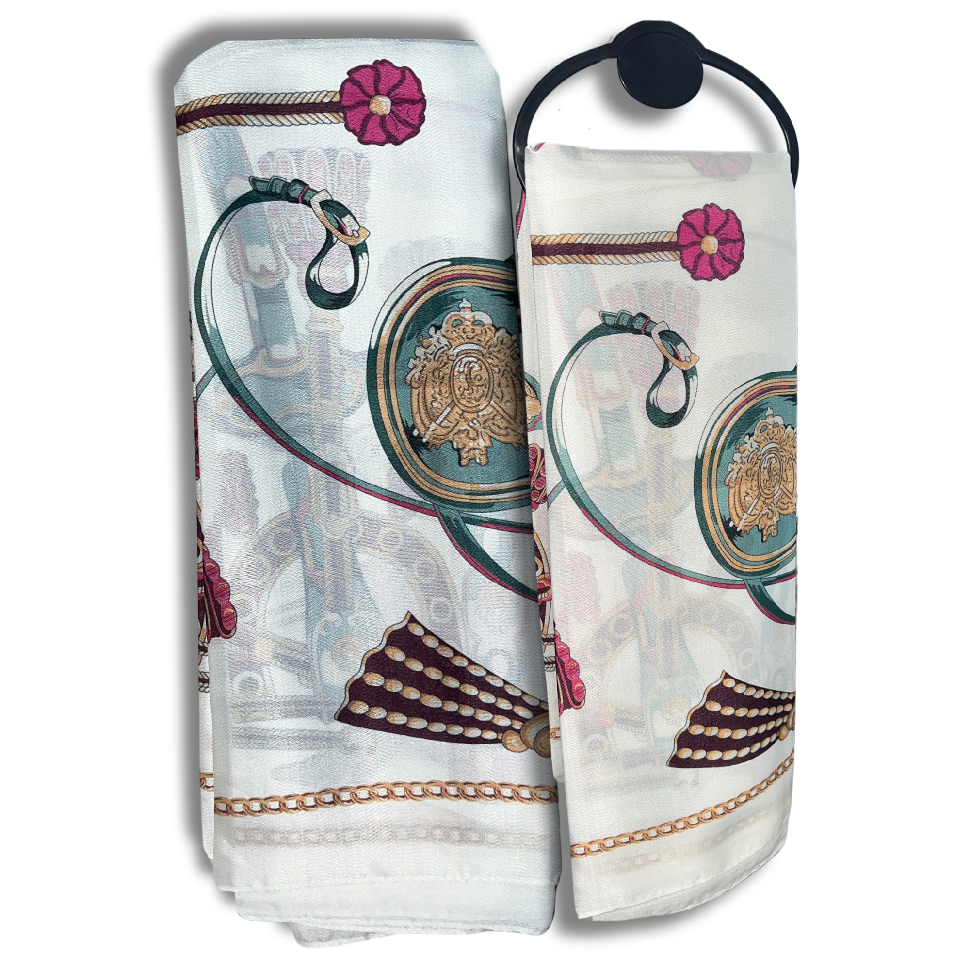 Equestrian Chain Print Silk Hijab - Classic Style