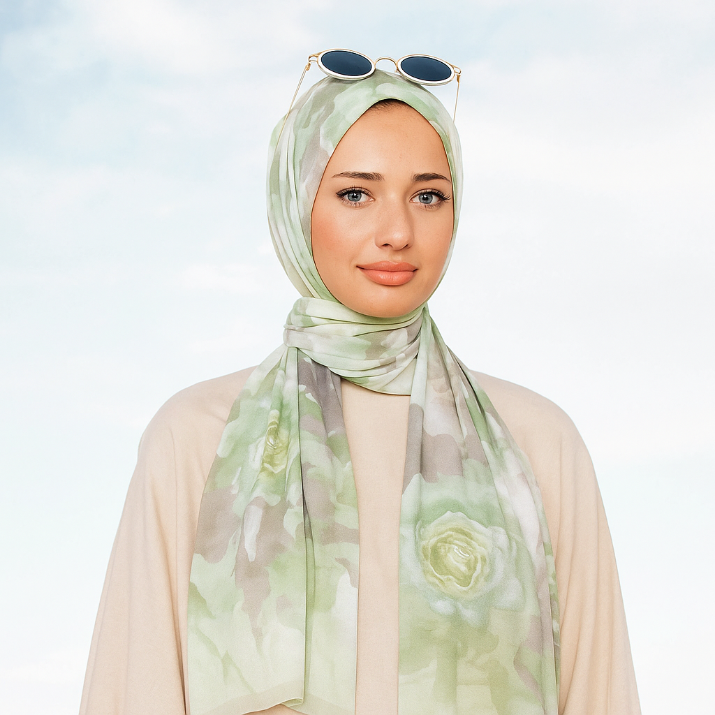 Rose Printed Organic Ramie Hijab