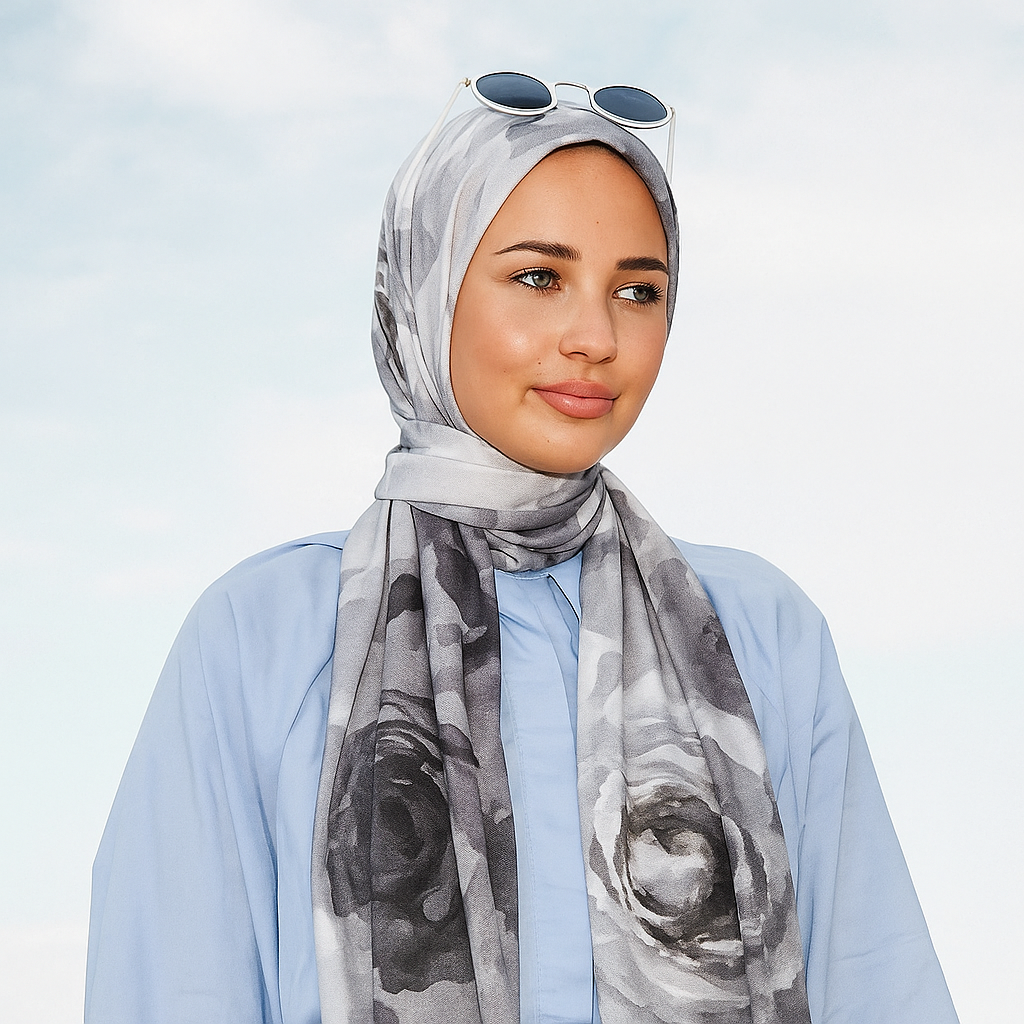 Rose Printed Organic Ramie Hijab