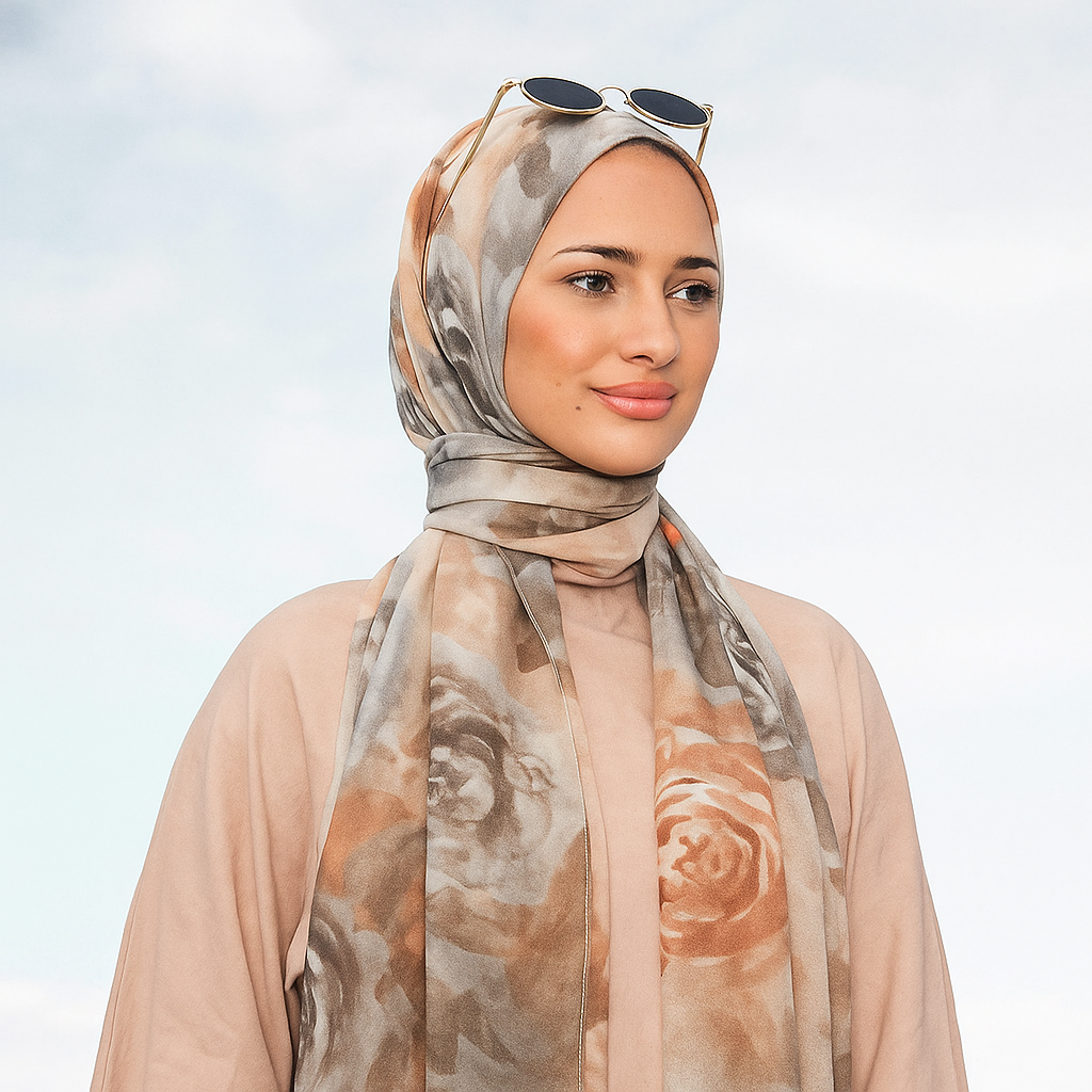 Rose Printed Organic Ramie Hijab