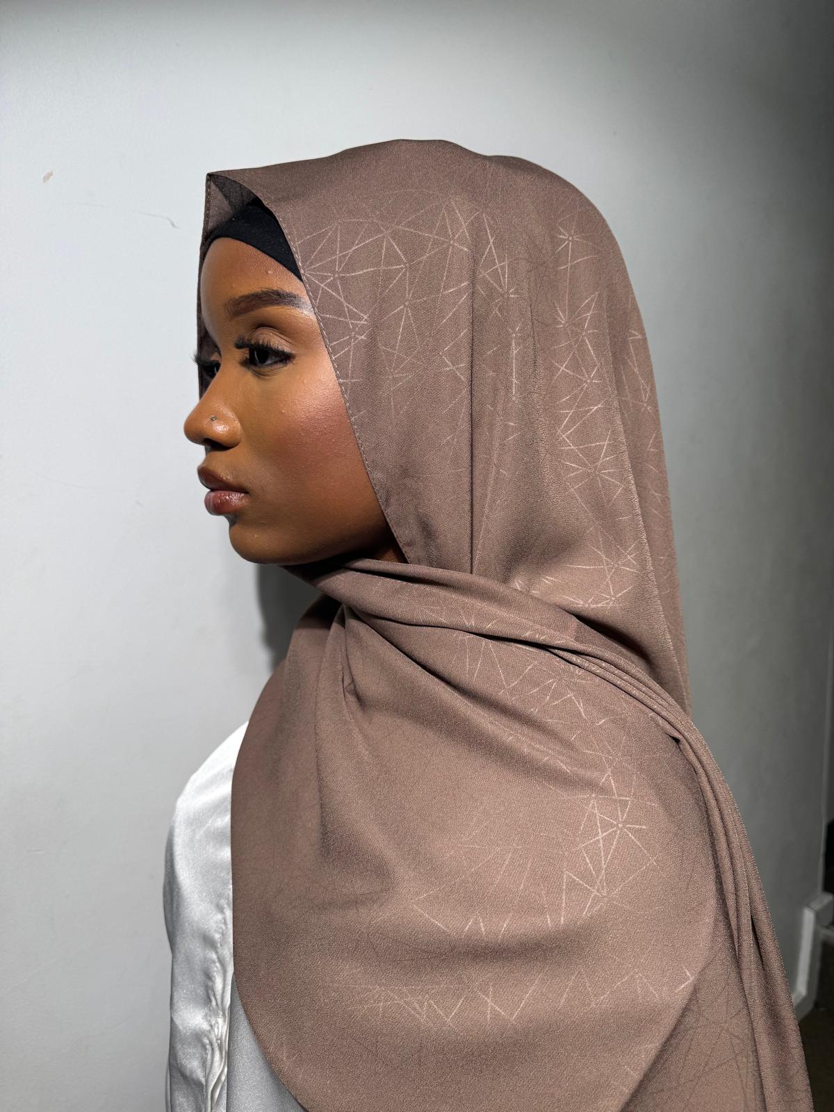 Elegant Formal Crinkle Silk Hijab - Geometric Texture