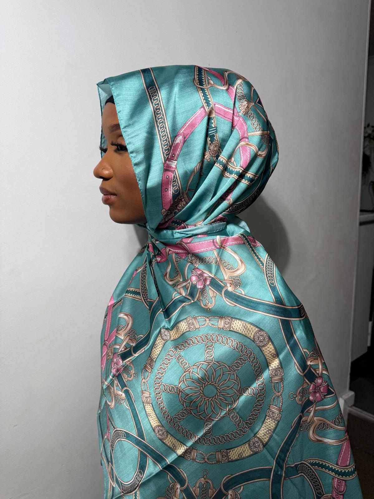 Chain print silk hijab