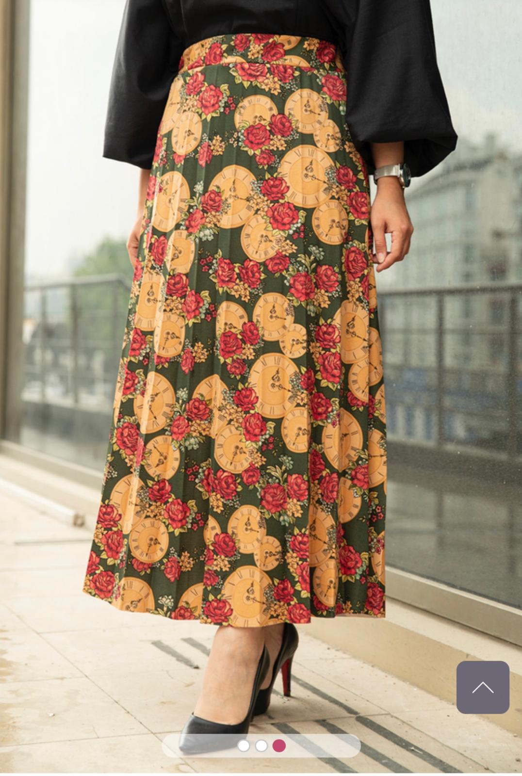 Floral Print Midi Skirt for Women