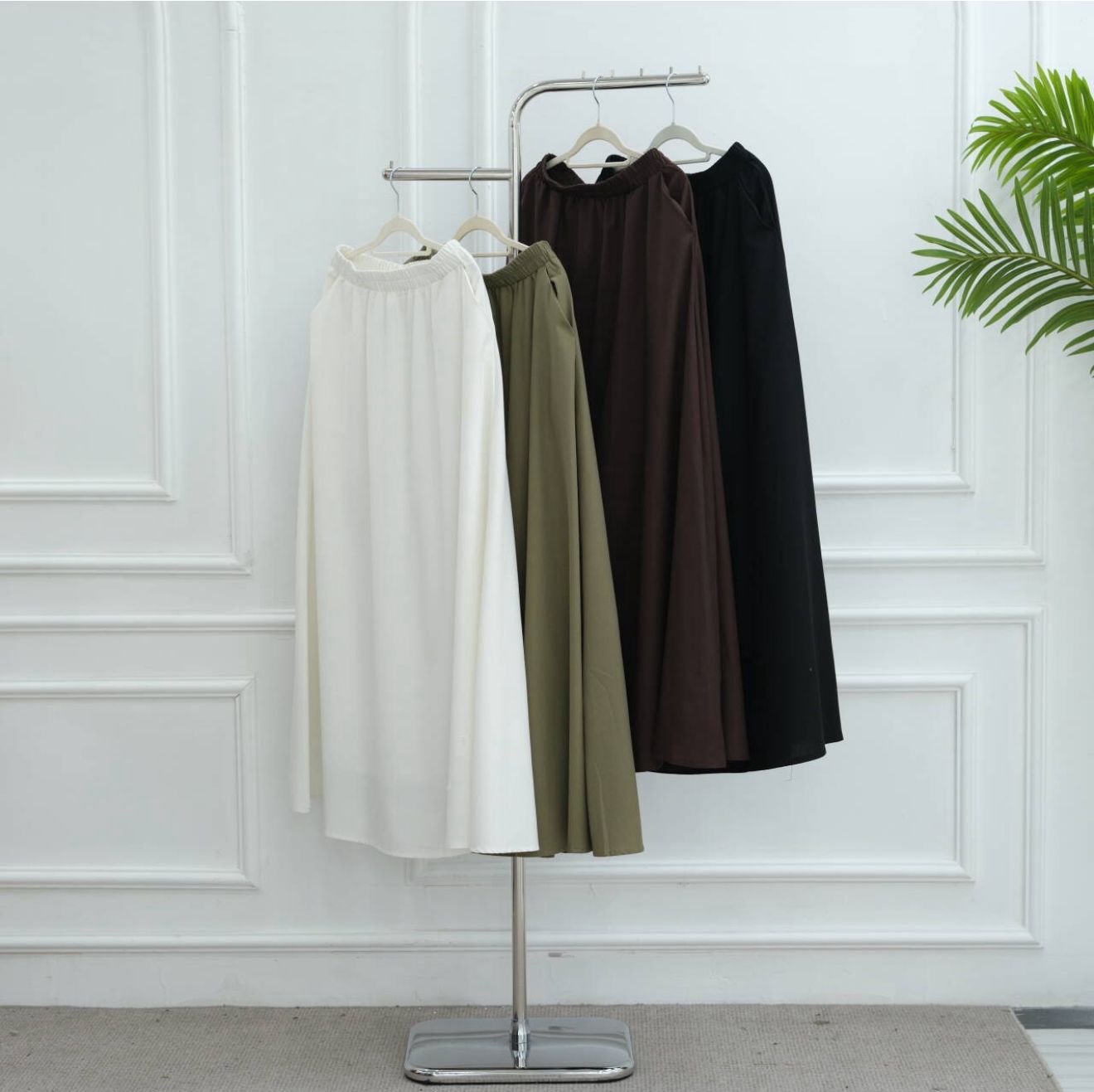 Premium Modest Wide Leg Palazzo Pants for Women – Elastic Waist Maxi Trousers