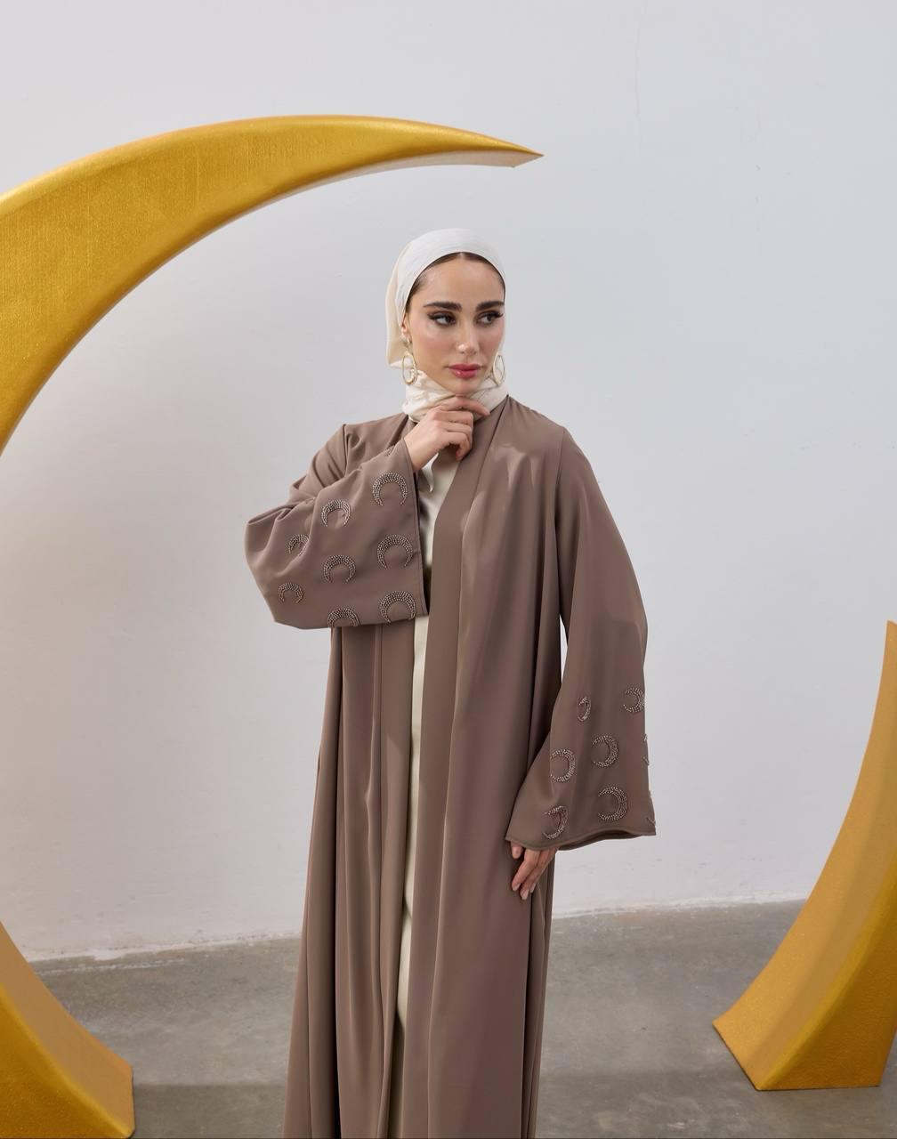 Beaded Crescent Sleeve Detail Abaya