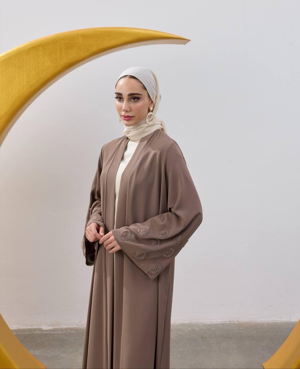 Beaded Crescent Sleeve Detail Abaya