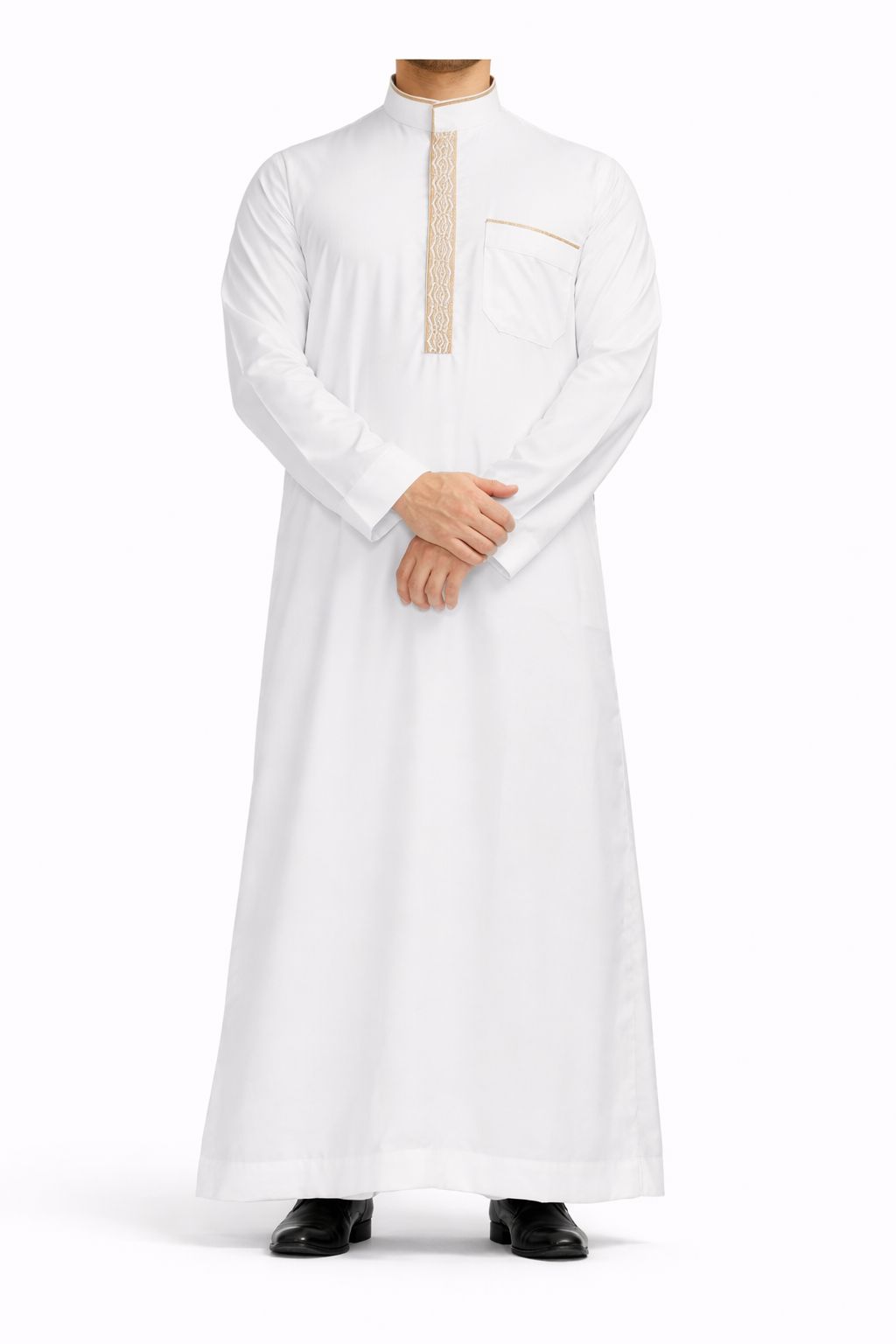 Elegant Men’s Collar Thobe with Embroidery