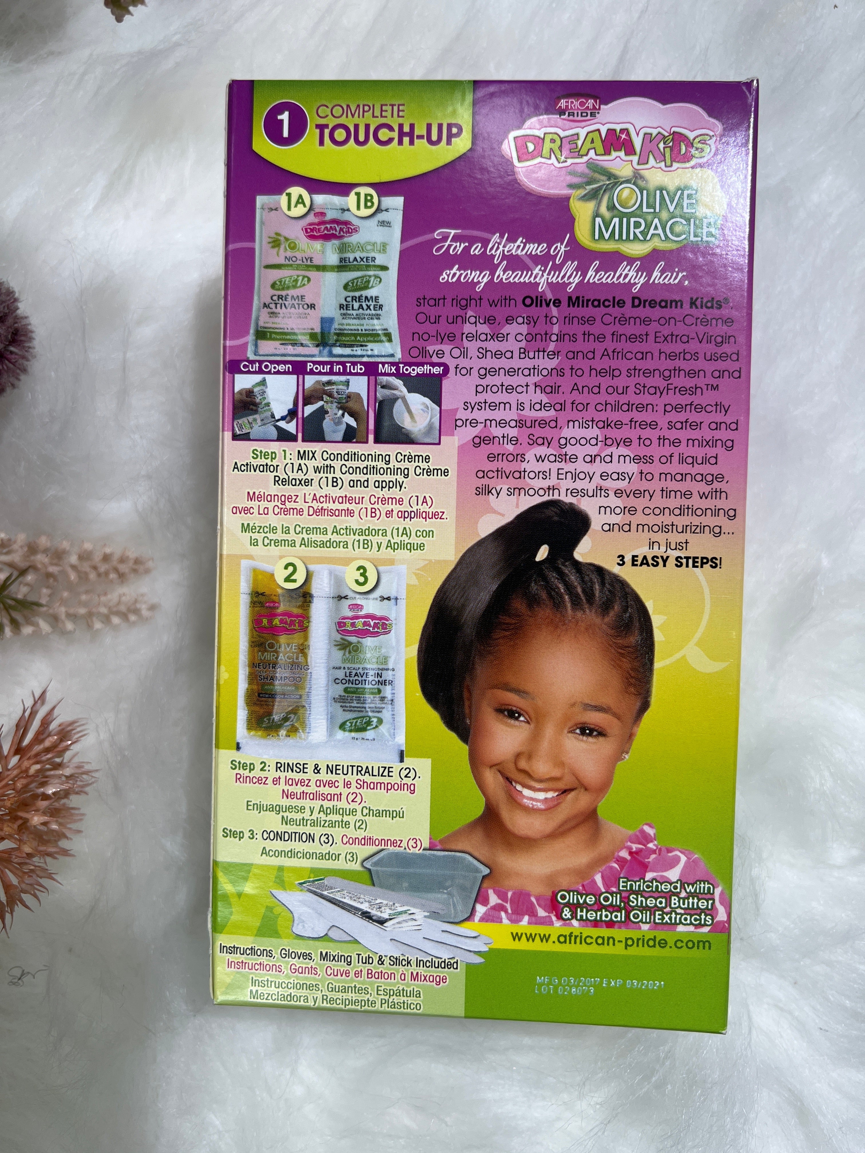 African Pride- Dream Kids Olive miracle No- Lye Relaxer/ Children's Course