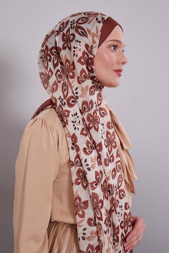 Organic Fleur-Print Remie Hijab – Soft Eco Cotton / Viscose Shawl
