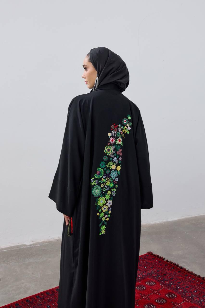 Elegant Black Abaya with Bow Detail