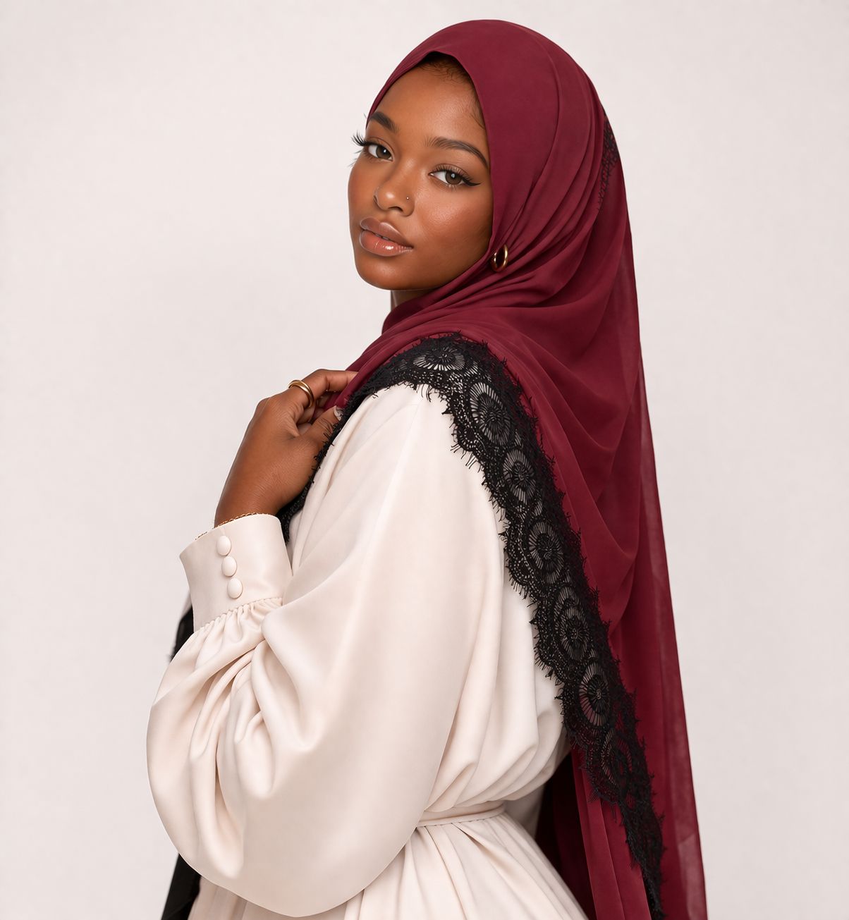 Lace Modal Hijab – Soft & Breathable Scarf
