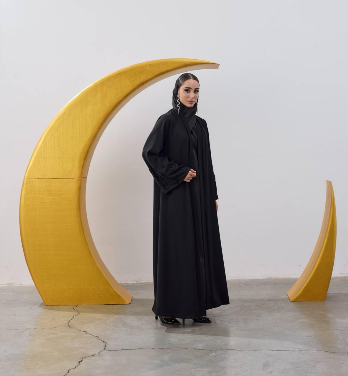 Beaded Crescent Sleeve Detail Abaya