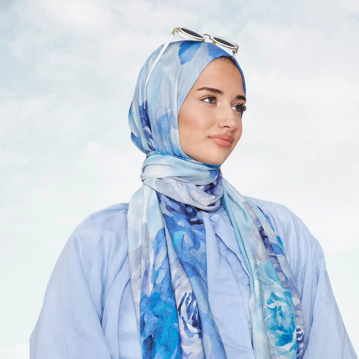 Rose Printed Organic Ramie Hijab