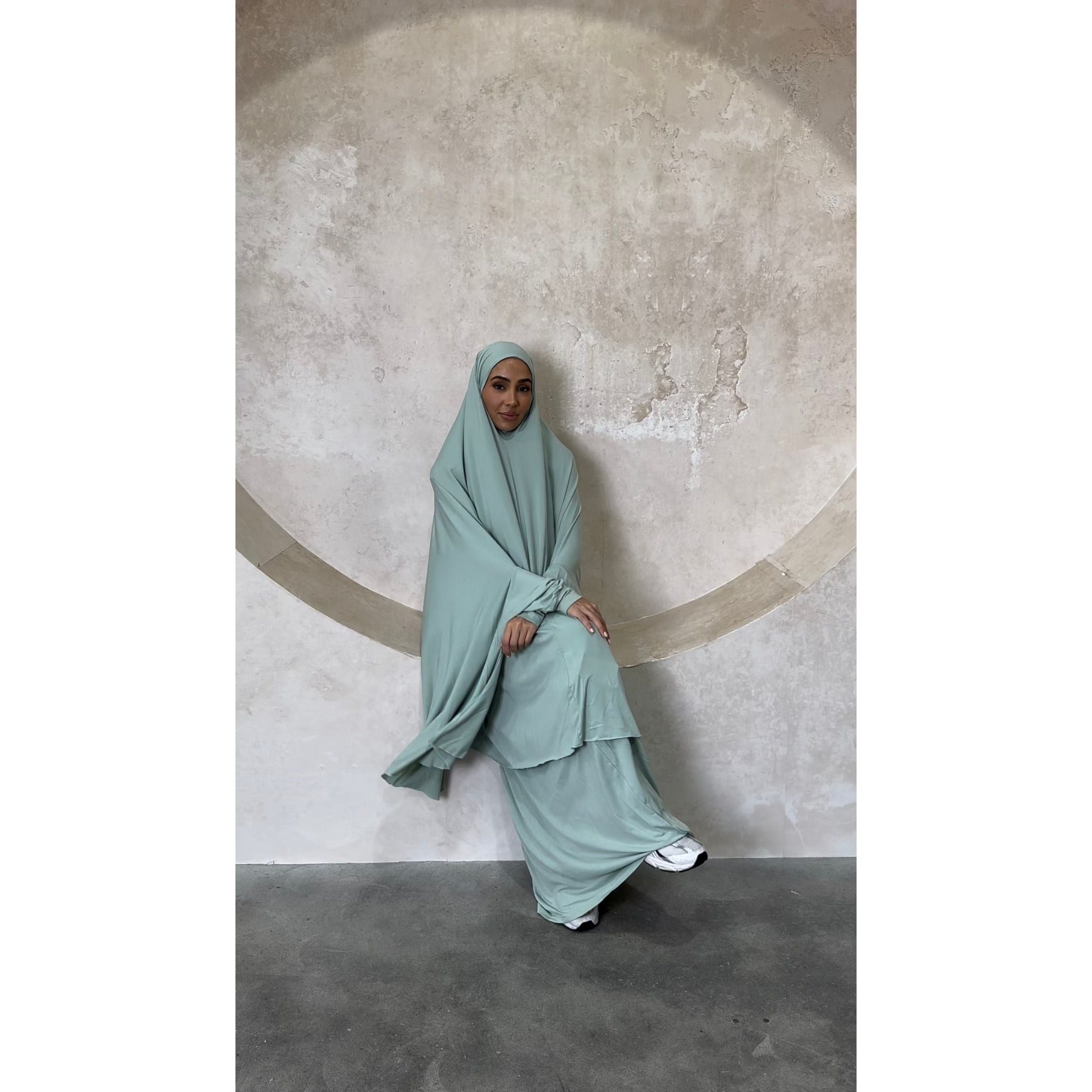 Non-tie up Jilbab Set in Mint