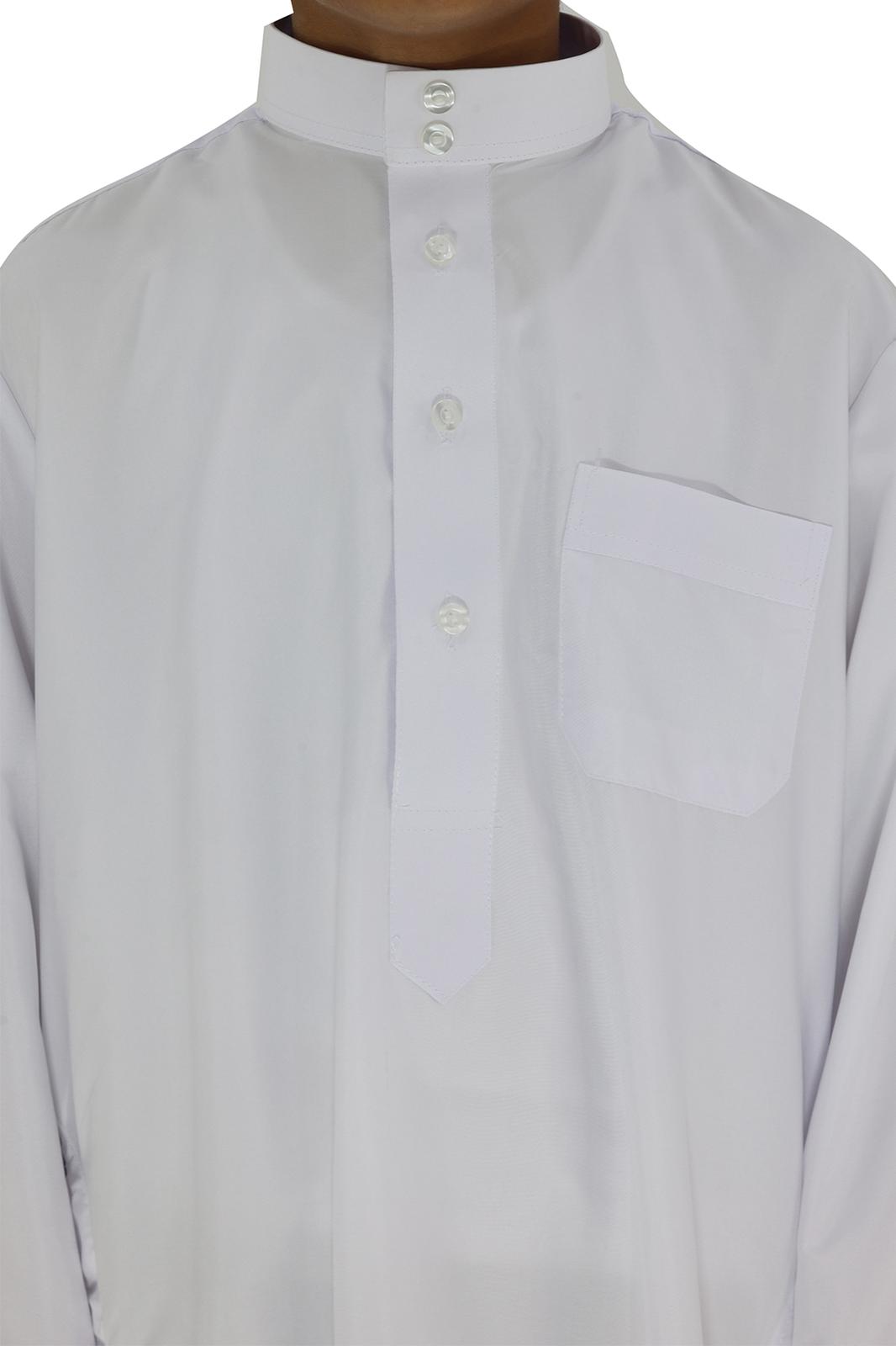 Boys White Collar Thobe – Classic Modest Islamic Wear