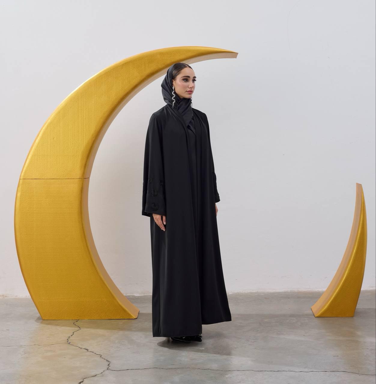 Beaded Crescent Sleeve Detail Abaya