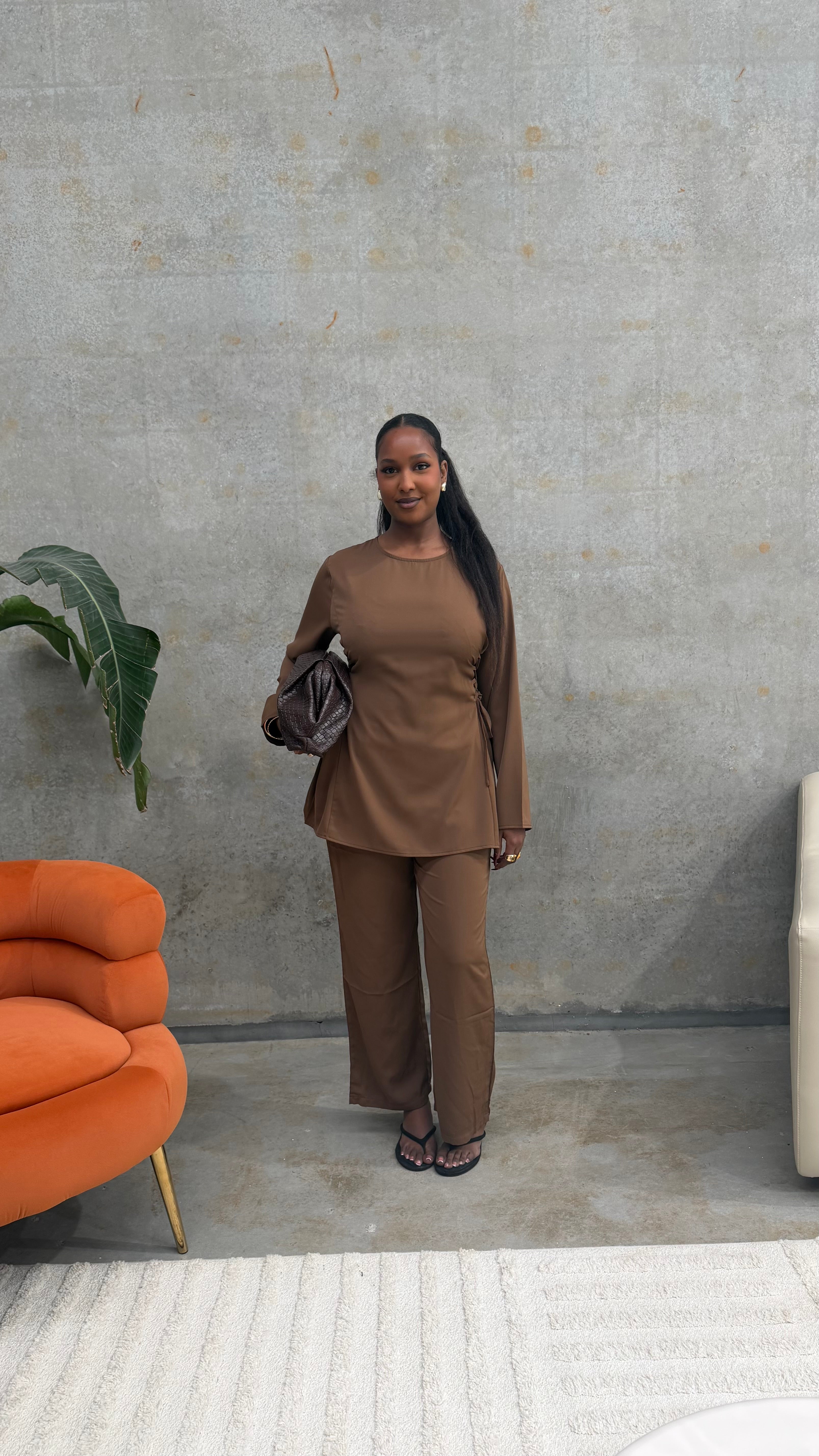 The Zahra Lace-Up Nida Pants Set