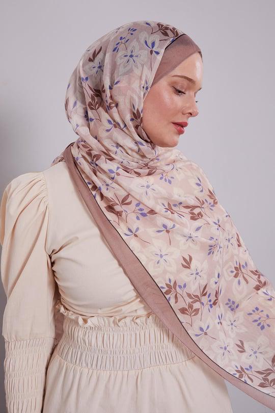 Organic Fleur-Print Remie Hijab – Soft Eco Cotton / Viscose Shawl
