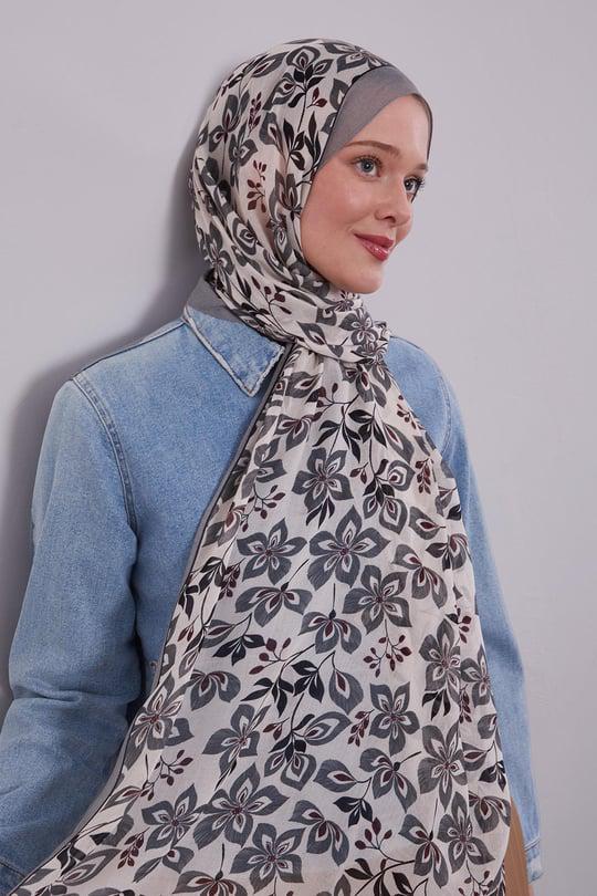 Organic Fleur-Print Remie Hijab – Soft Eco Cotton / Viscose Shawl