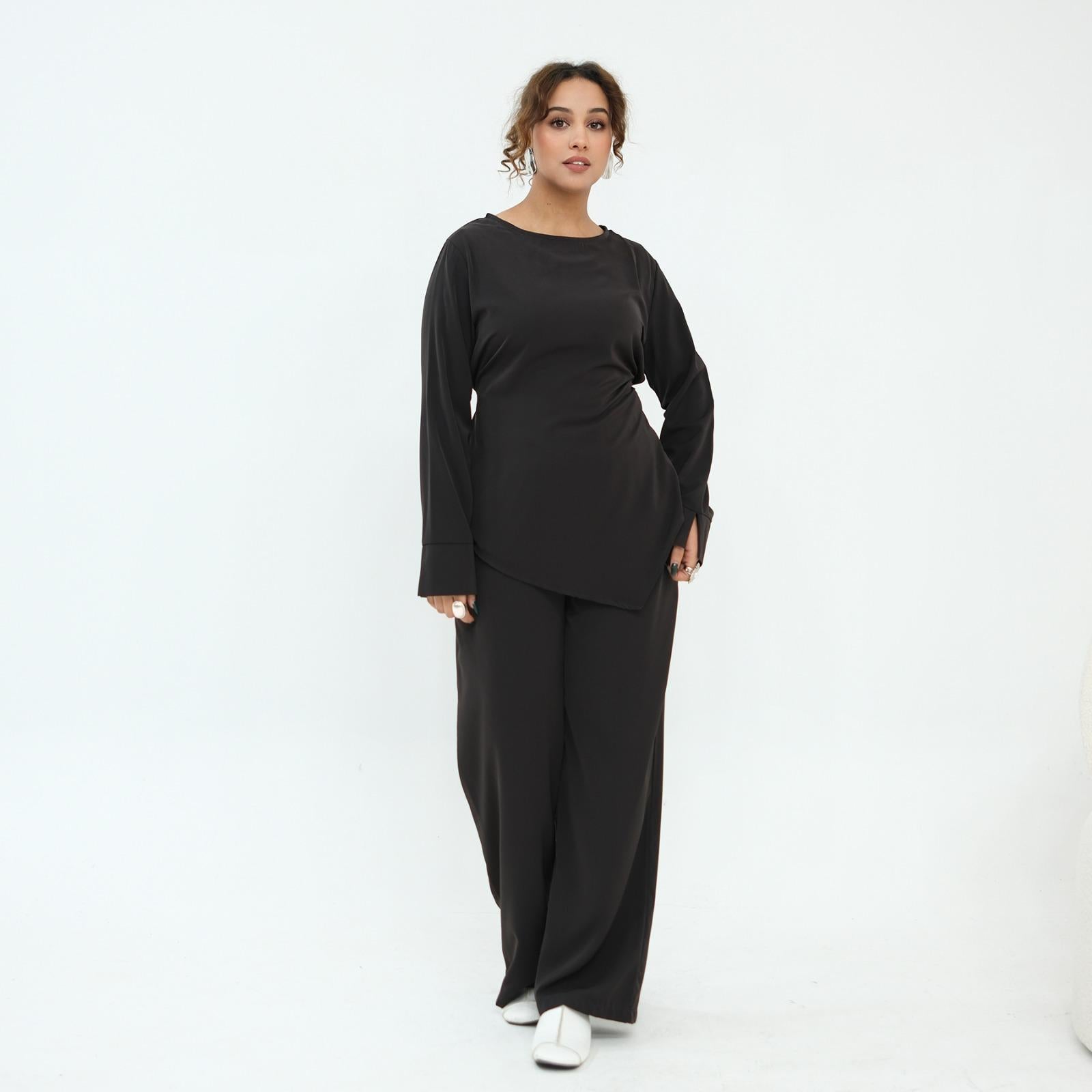Asymmetrical Nida pants set