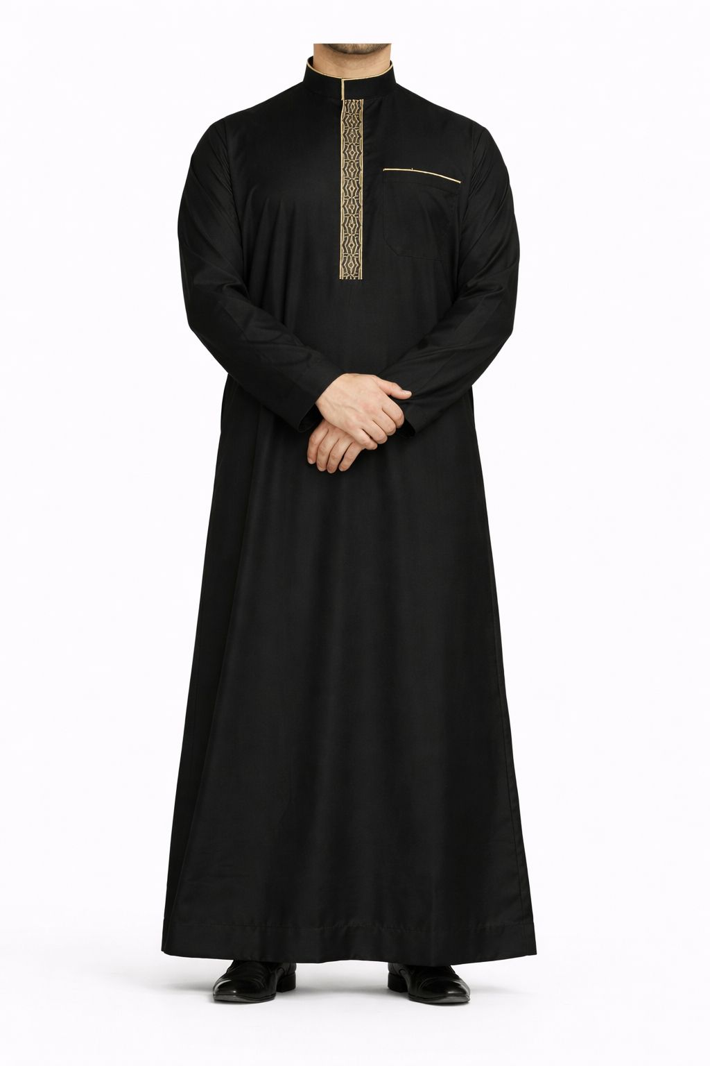 Elegant Men’s Collar Thobe with Embroidery