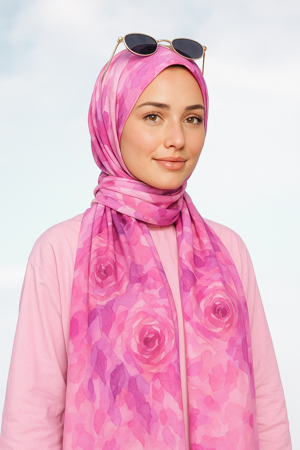 Rose Printed Organic Ramie Hijab