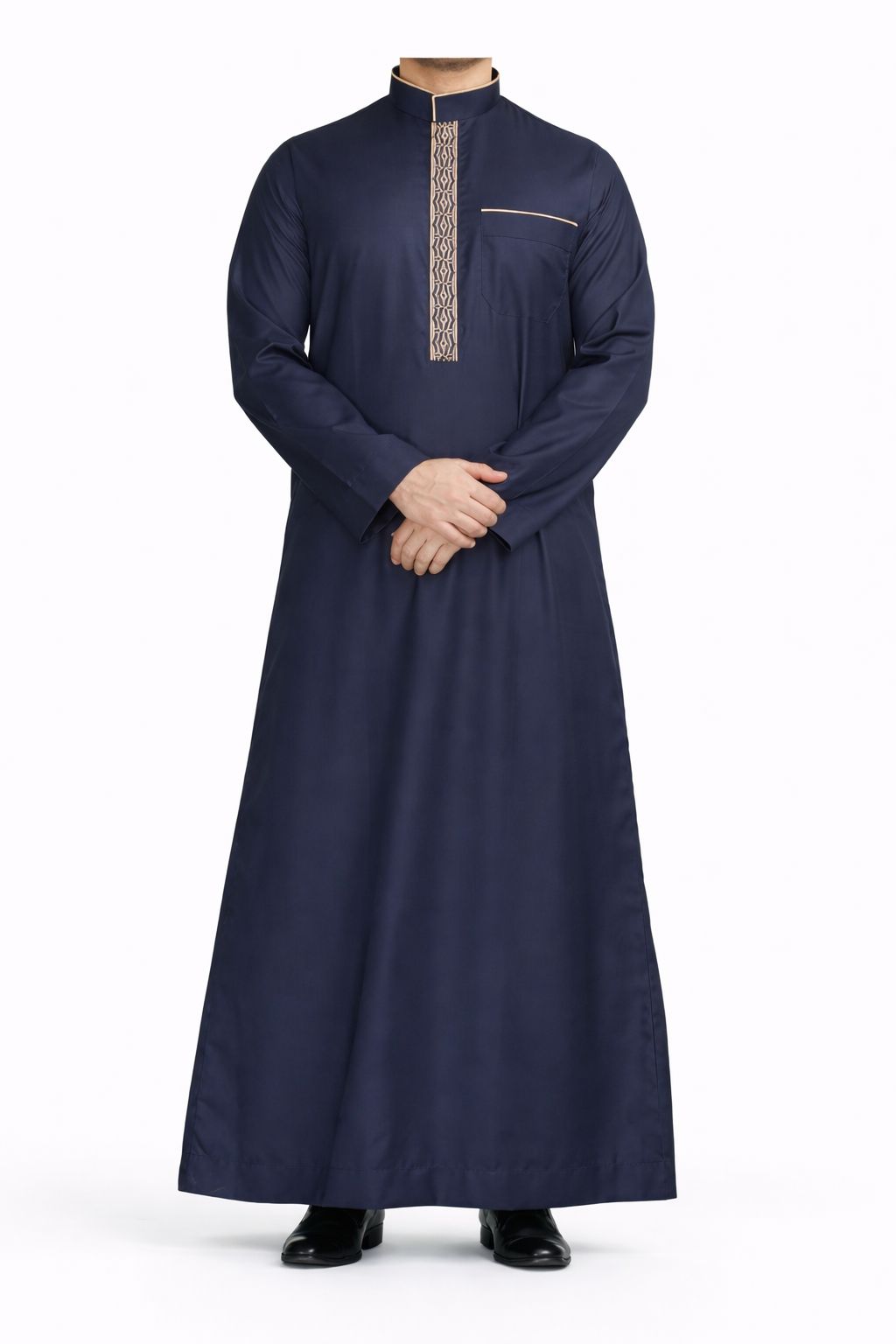 Elegant Men’s Collar Thobe with Embroidery