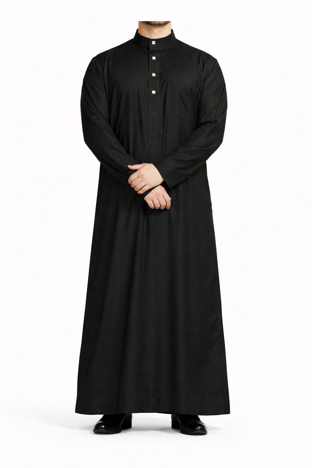 Premium Collar Thobe – Black